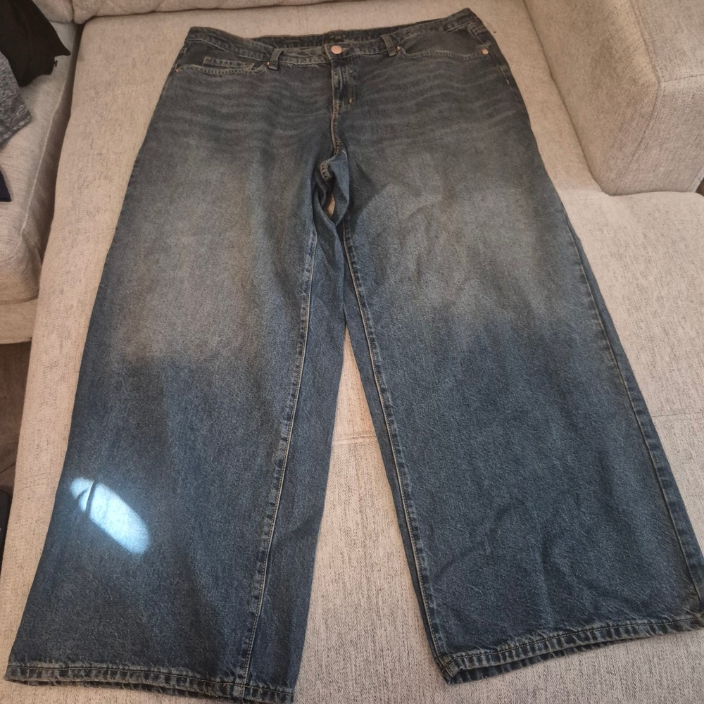 Wild Fable Low Rise Baggy Jeans Medium Wash Rigid Denim Wide Leg Size 17 33L